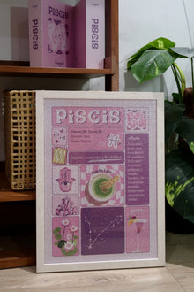 Puzzle Piscis enmarcado en marco de fresno - puzzle zodiacal decorativo lluquiiiiii