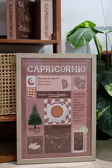 Puzzle Capricornio enmarcado en marco de roble - puzzle zodiacal para enmarcar lluquiiiiii